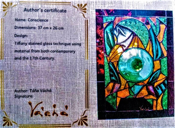 Autorský certifikát vitráže od Ateliéru "Váchá"